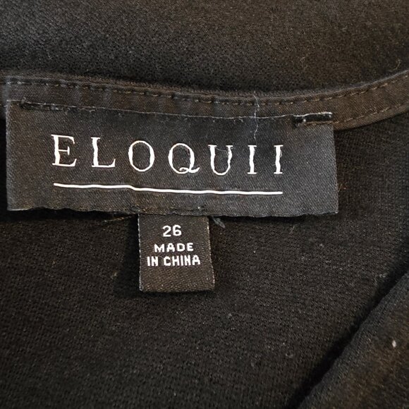 Eloquii Womens 26 Plus Size Blouse Top Peplum Asymmetrical Ruched Front Black - Picture 5 of 6